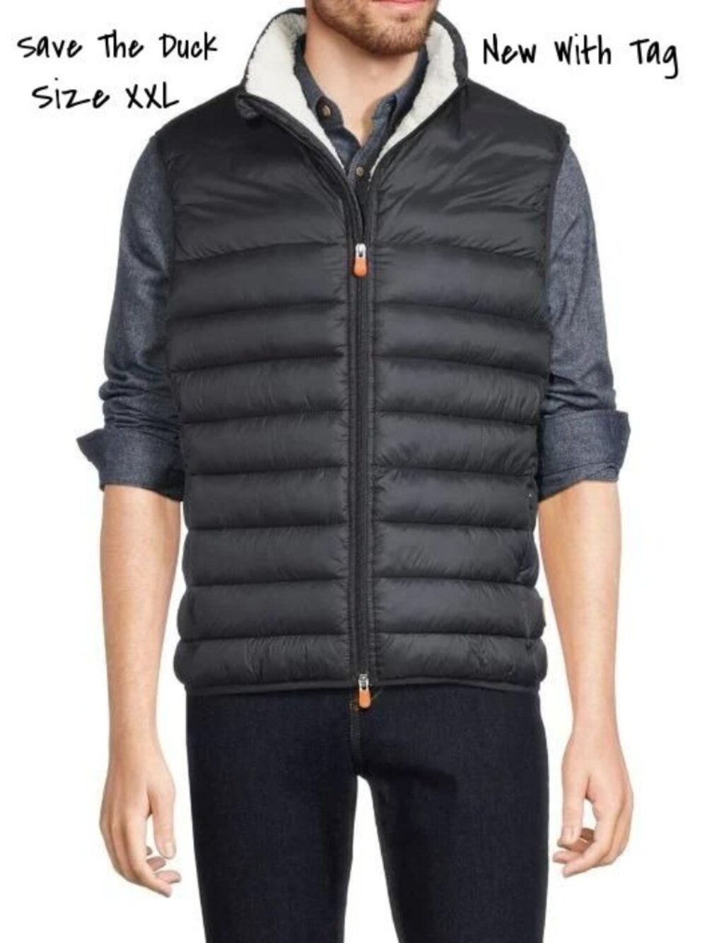 Save The Duck Men's Nolan Sherpa Puffer Vest Black XXL - Brand New with Tags